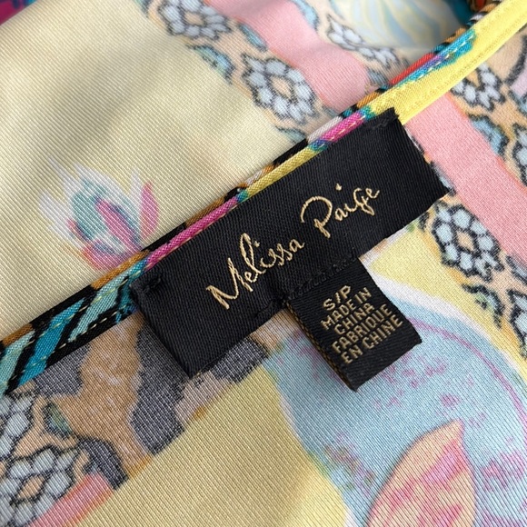 MELISSA PAGE Embellished Print Bell Sleeve Top S - Picture 2 of 8